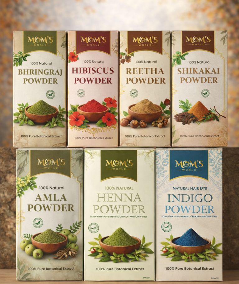 Amla + Reetha + Shikakai + Hibiscus Brahmi + Heena + Indigo Powder